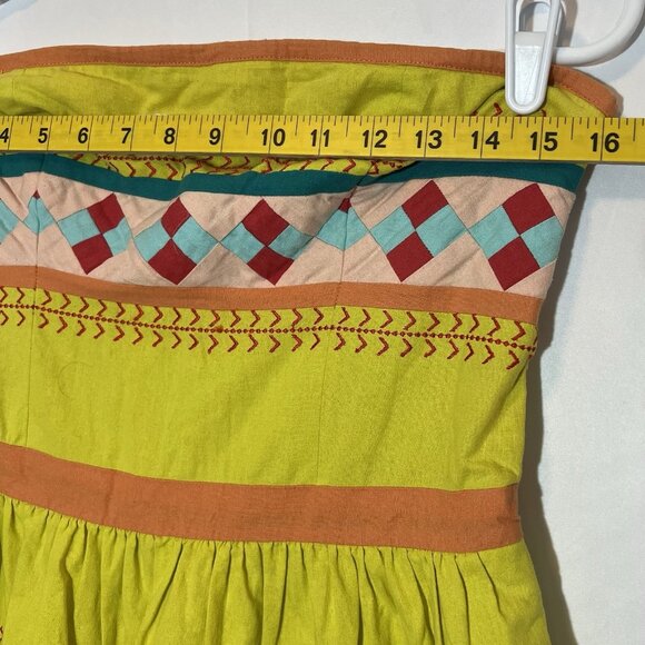 Anthropologie Leifsdottir Ribboned Quilotoa Dress Size 10 Strapless Yellow - Picture 5 of 12